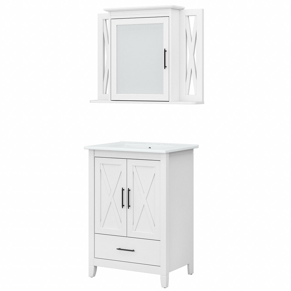 Bush Furniture - Key West Bathroom 24W Vanity and Medicine Cabinet in White Ash - KWS029WAS veiw 1
