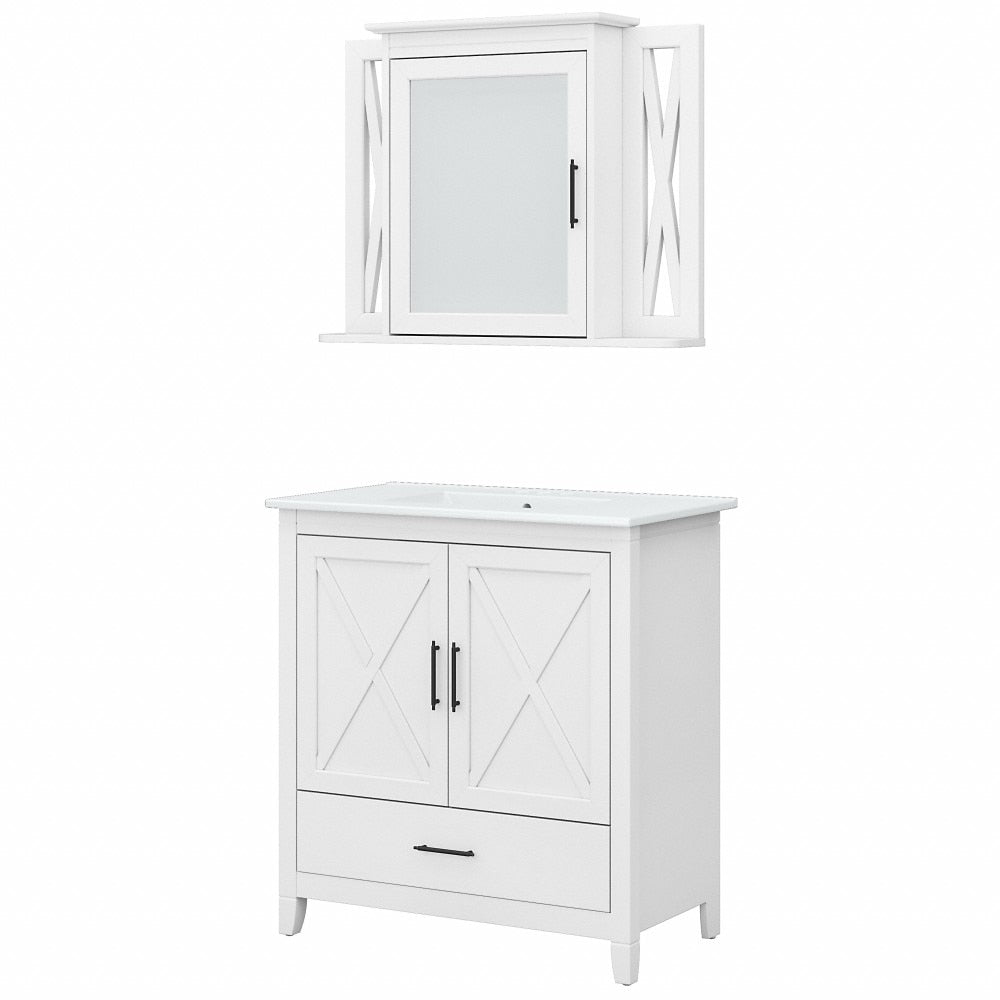 Bush Furniture - Key West Bathroom 32W Vanity and Medicine Cabinet in White Ash - KWS030WAS veiw 1