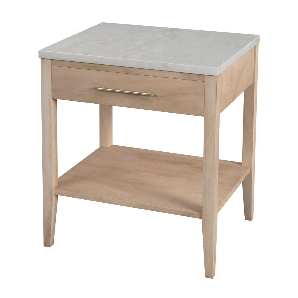 Butler Specialty Company - Averly 22 in. W Rectangular Marble and Wood 1 Drawer Nightstand w Lower Open Shelf, Light Brown - 6294455 view 1