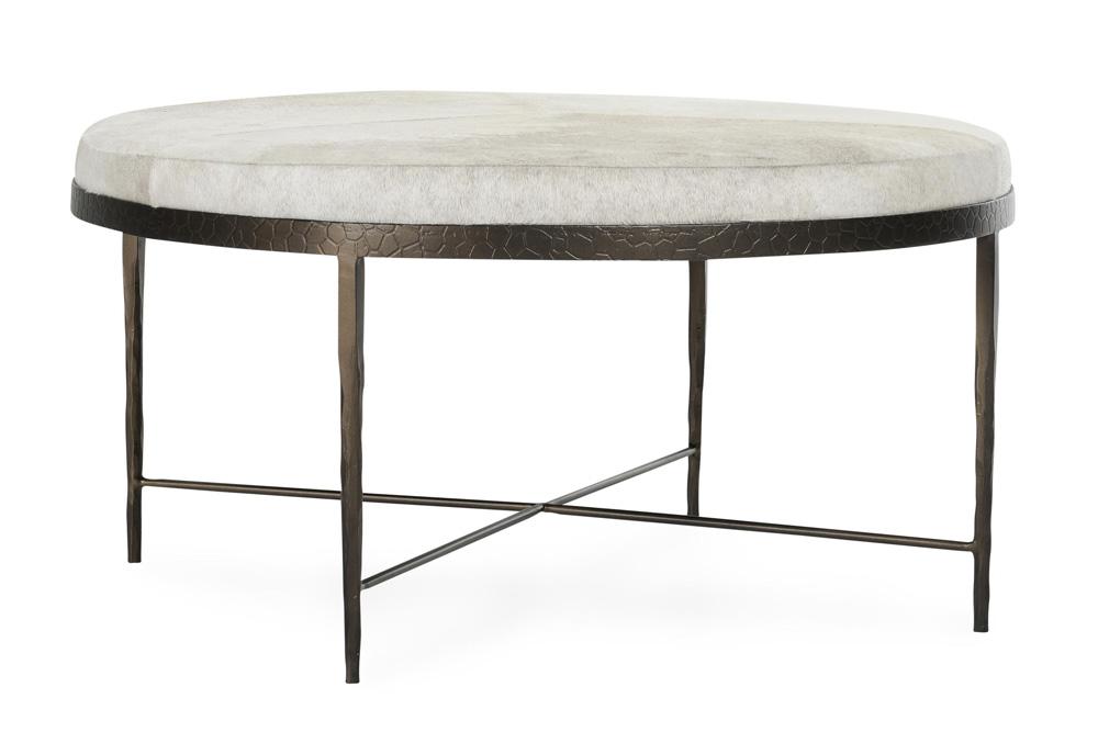 Classic Home - Bose Leather Hide Round Cocktail Coffee Table In Ivory - 51011899 veiw 1