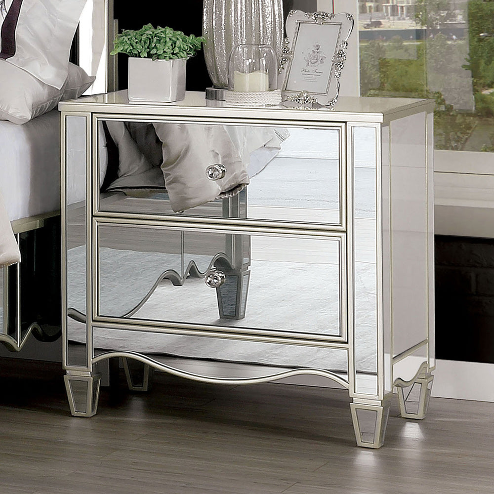 Furniture of America - Eliora Nightstand w/ USB in Silver - FOA7890N View 1