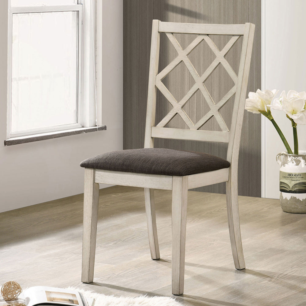 Furniture of America - Haleigh Side Chair Set of 2 in Antique White/Gray - CM3491SC-2PK View 1