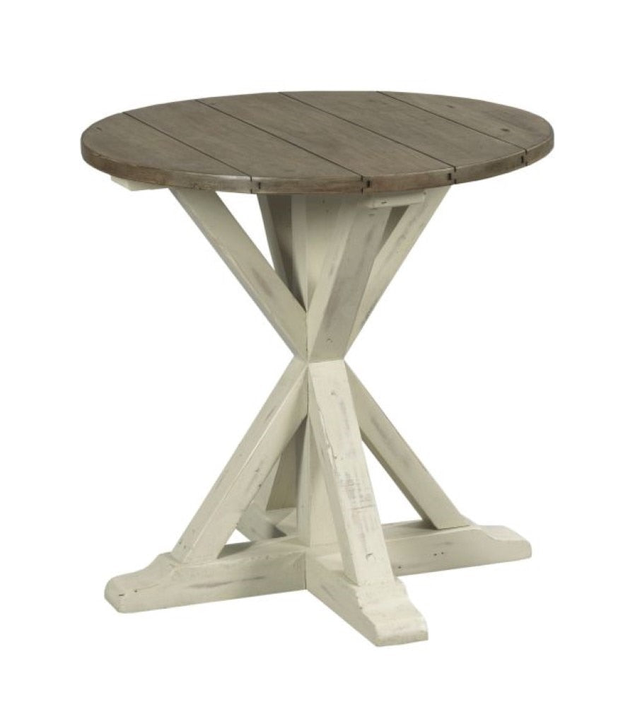 Hammary - Reclamation Place Trestle Round End Table - 523-918W veiw 1