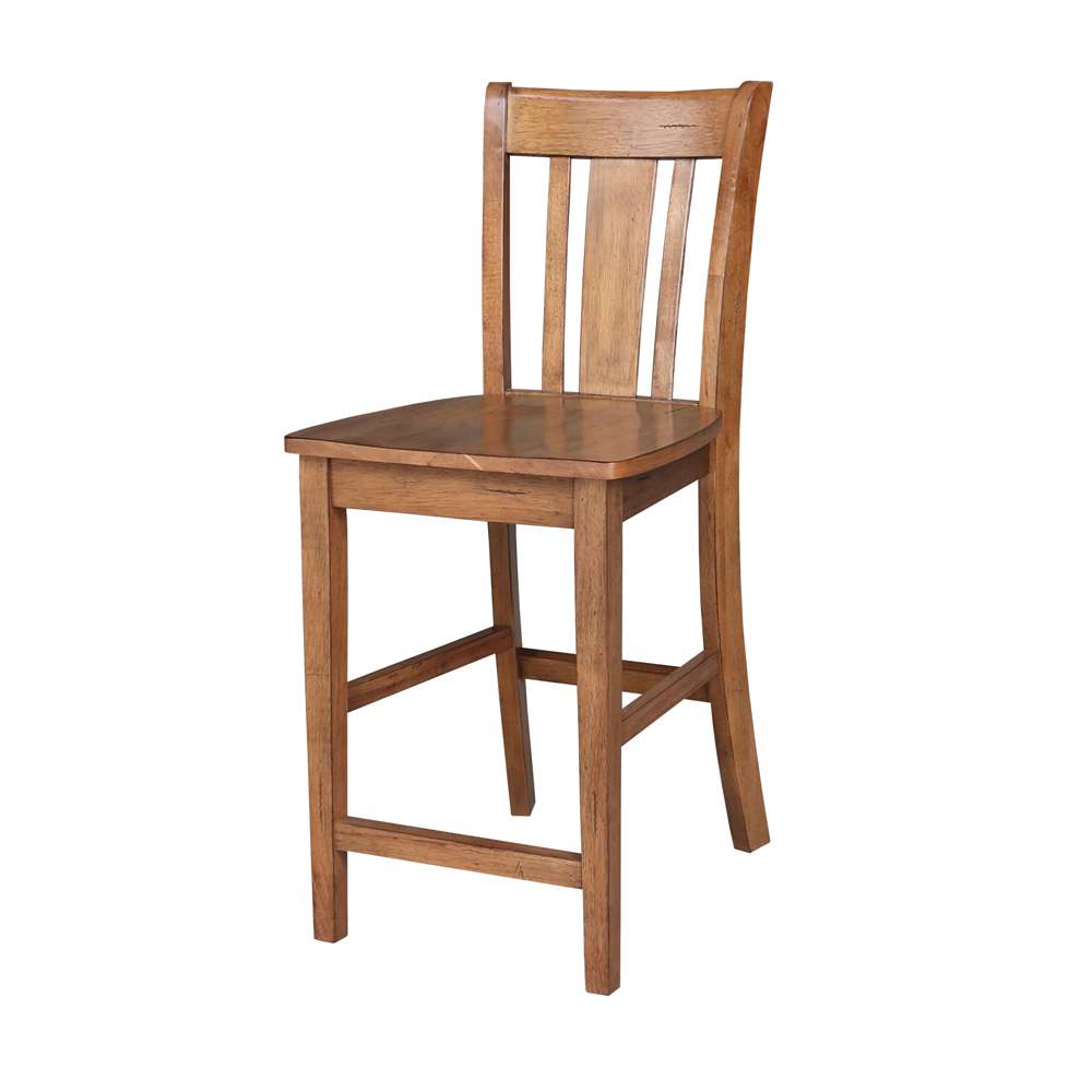 International Concepts - San Remo Counter Height Stool - 24inSH in Distressed Oak Finish - S42-102 veiw 1