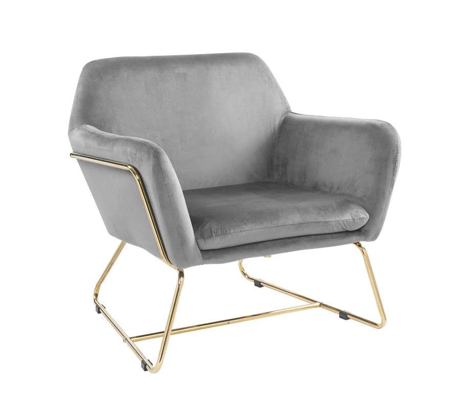 Lilola Home - Keira Gray Velvet Accent Chair with Metal Base - 88876 veiw 1