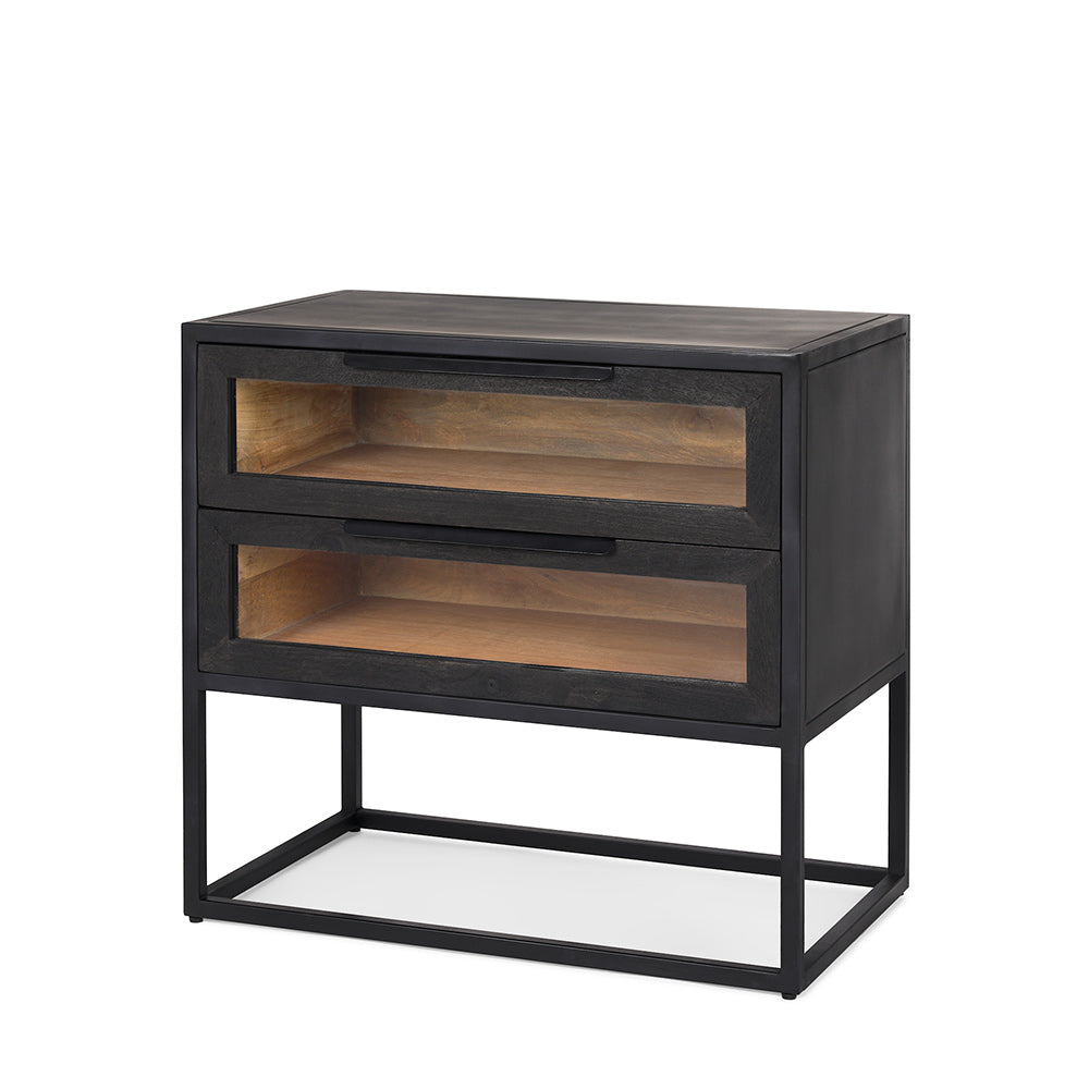 Mercana - Sloan Black Wood W/Black Metal Frame Side Table - 69888 view 1