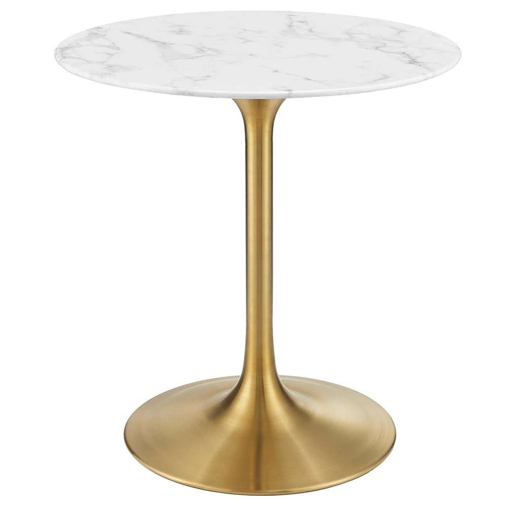 Modway - Lippa 28in Round Artificial Marble Dining Table in Gold White - EEI-3213-GLD-WHI veiw 1