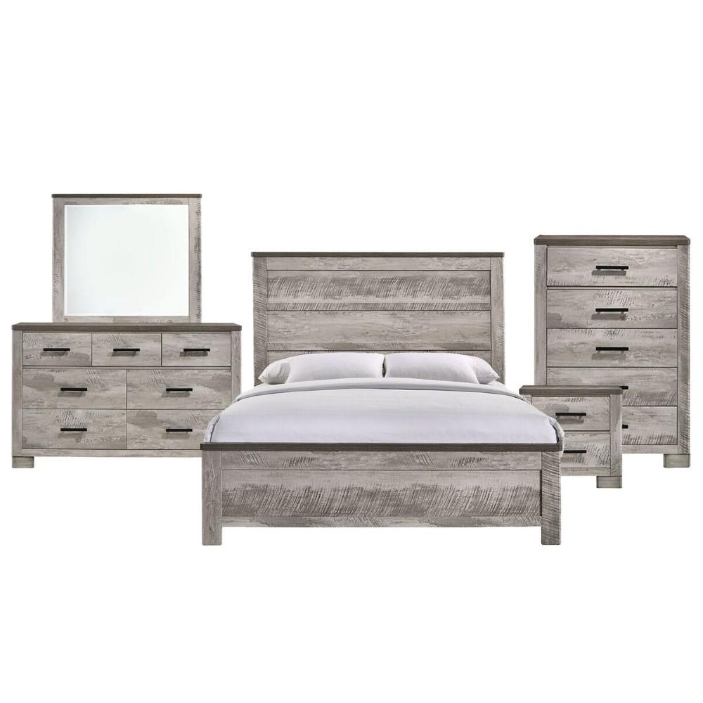 Picket House Furnishings - Adam Queen Panel 5PC Bedroom Set in Gray - MC300QB5PC veiw 1