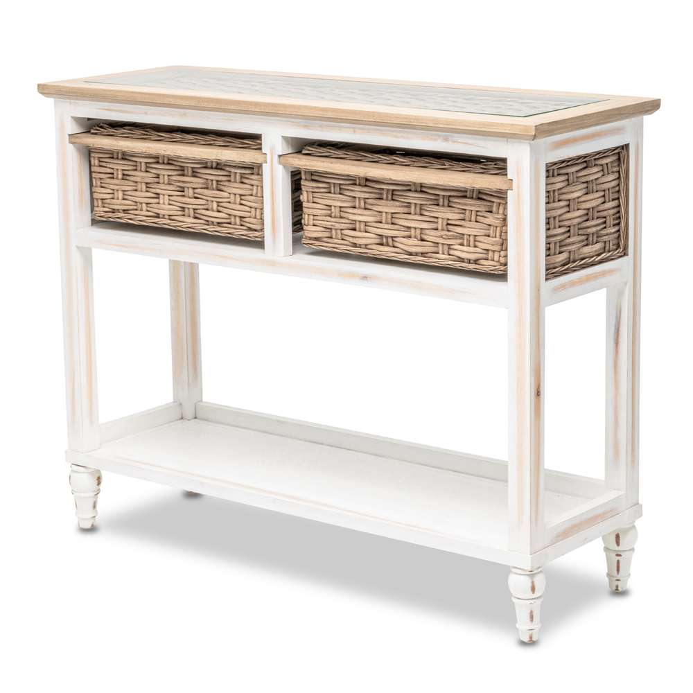 Sea Winds - Island Breeze 2-Basket Console Table - B59103-WD/WH veiw 1